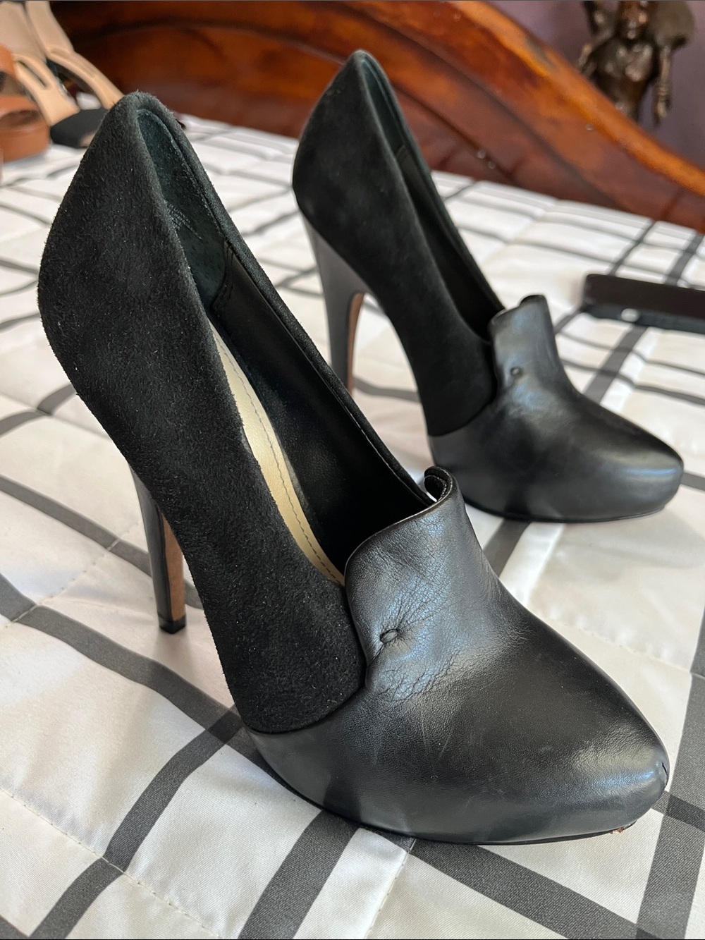 Charlotte Russe Black Suede & Leather Stiletto Pumps